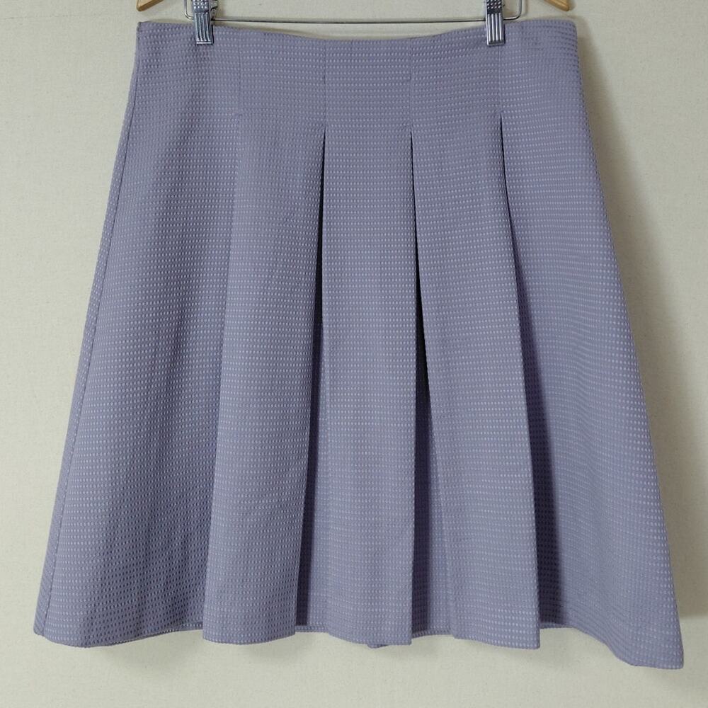 Ann Taylor Factory Purple Pleated Knee Length Stretch Skirt Women Size 12 - Picture 2 of 10